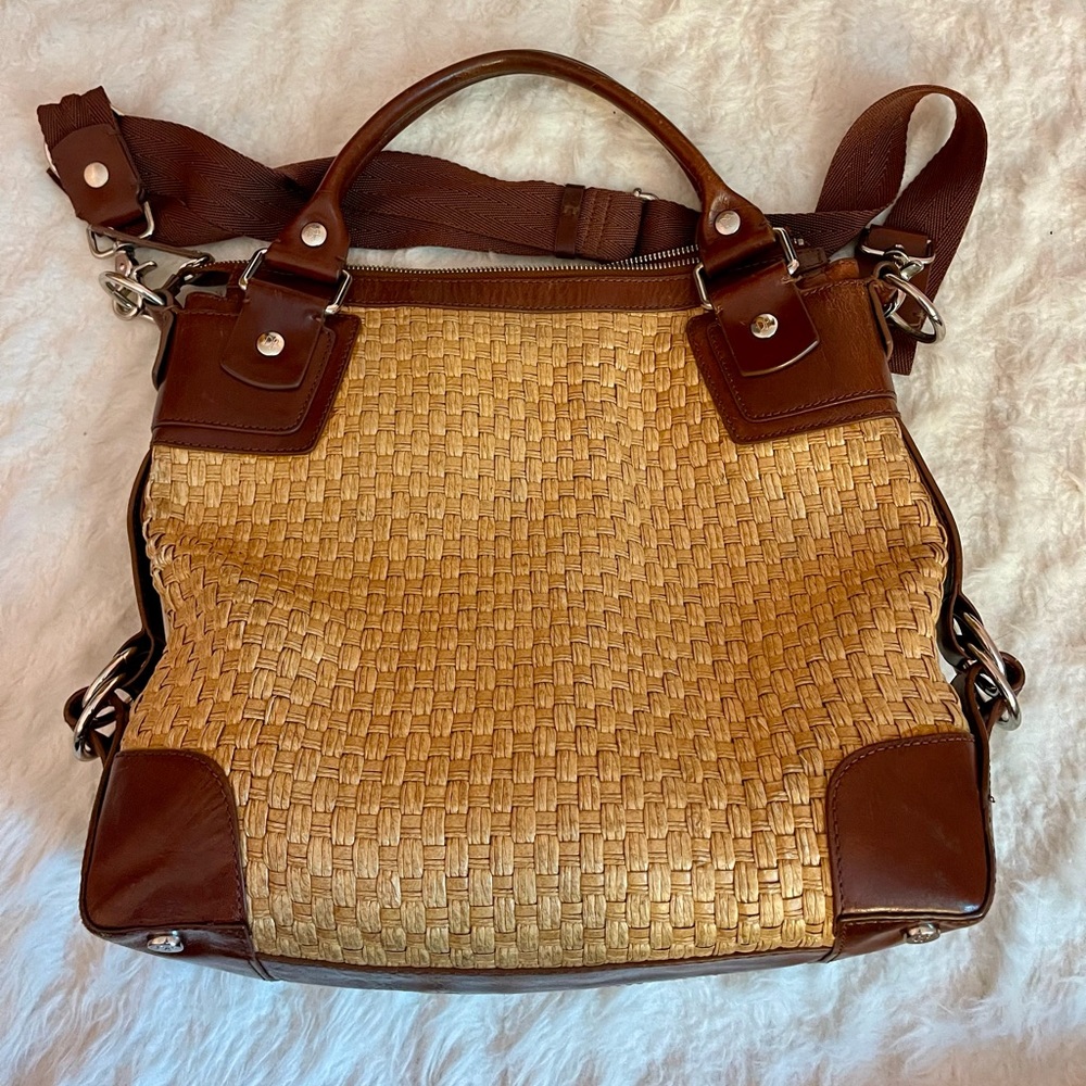 Donald J Pliner Straw Leather Hobo
